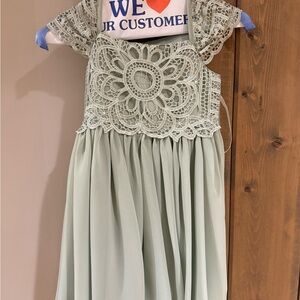 Elegant Lace Green Kids Dress